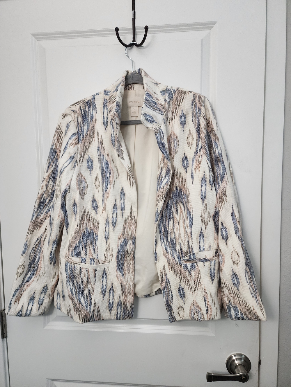 Chico's Bohemian Aztec Print Open Blazer Size Large